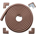 Roving Cove HeftyFit Edge Corner Protector Baby Proofing (Large 15ft Edge 4 Corners), Heavy-Duty, Soft NBR Rubber Foam, Furniture Fireplace Safety Bumper Guard, 3M Adhesive, Coffee Brown