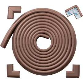 Roving Cove HeftyFit Edge Corner Protector Baby Proofing (Large 15ft Edge 4 Corners), Heavy-Duty, Soft NBR Rubber Foam, Furniture Fireplace Safety Bumper Guard, 3M Adhesive, Coffee Brown