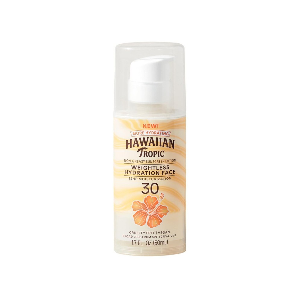 Hawaiian Tropic Weightless Hydration Lotion Sunscreen for Face SPF 30, 1.7oz | Travel Size Sunscreen Lotion, Beach Essentials, Sun Protection, Travel Sunblock Face, Summer Essentials, 1.7 fl oz Hawaiian Tropic Weightless Hydration Lotion Sunscreen for Face SPF 30, 1.7oz | Travel Size Sunscreen Lotion, Beach Essentials, Sun Protection, Travel Sunblock Face, Summer Essentials, 1.7 fl oz