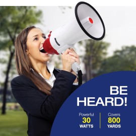 30 Watt Megaphone Bullhorn With Siren & Music, Lightweight Mini Bull Horn With Loud Speaker & Volume Control, 800 Yard Voice Range Mega Phone, Cheering Gifts for Kids & Adults Ages 14 15 16+ Years Old 30 Watt Megaphone Bullhorn With Siren & Music, Lightweight Mini Bull Horn With Loud Speaker & Volume Control, 800 Yard Voice Range Mega Phone, Cheering Gifts for Kids & Adults Ages 14 15 16+ Years Old