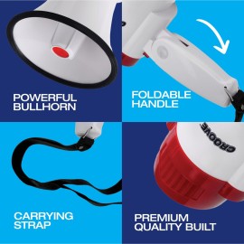 30 Watt Megaphone Bullhorn With Siren & Music, Lightweight Mini Bull Horn With Loud Speaker & Volume Control, 800 Yard Voice Range Mega Phone, Cheering Gifts for Kids & Adults Ages 14 15 16+ Years Old 30 Watt Megaphone Bullhorn With Siren & Music, Lightweight Mini Bull Horn With Loud Speaker & Volume Control, 800 Yard Voice Range Mega Phone, Cheering Gifts for Kids & Adults Ages 14 15 16+ Years Old