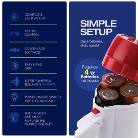 30 Watt Megaphone Bullhorn With Siren & Music, Lightweight Mini Bull Horn With Loud Speaker & Volume Control, 800 Yard Voice Range Mega Phone, Cheering Gifts for Kids & Adults Ages 14 15 16+ Years Old 30 Watt Megaphone Bullhorn With Siren & Music, Lightweight Mini Bull Horn With Loud Speaker & Volume Control, 800 Yard Voice Range Mega Phone, Cheering Gifts for Kids & Adults Ages 14 15 16+ Years Old