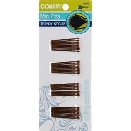 Conair Styling Essentials Mini Pins, Brown, 36 Count Conair Styling Essentials Mini Pins, Brown, 36 Count