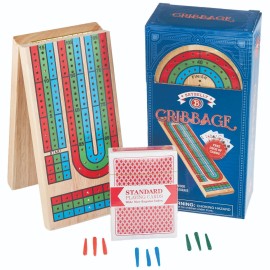 Brybelly Cribbage Board Game Set - Traditional Wooden Board Game, Classic 3-Track Layout, Plastic Pegs - Standard Deck of Playing Cards Included - Folding Portable Storage Brybelly Cribbage Board Game Set - Traditional Wooden Board Game, Classic 3-Track Layout, Plastic Pegs - Standard Deck of Playing Cards Included - Folding Portable Storage