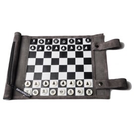 Sondergut Roll-Up Portable Suede Travel Chess & Checkers Game Set - Compact Perfect for RV Adventure Travel, Cruise, Airplane, Camping, Backpacking, Road Trips, and More.