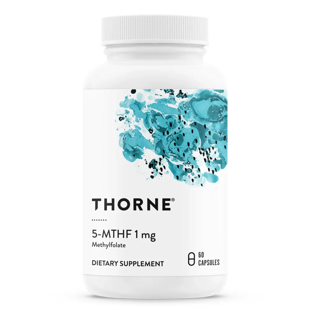 THORNE 5-MTHF - Methylfolate (Active B9 Folate) Supplement - Supports Cardiovascular Health, Fetal Development, Nerve Health, Methylation, and Homocysteine Levels* - 60 Capsules - 5-MTHF 1mg THORNE 5-MTHF - Methylfolate (Active B9 Folate) Supplement - Supports Cardiovascular Health, Fetal Development, Nerve Health, Methylation, and Homocysteine Levels* - 60 Capsules - 5-MTHF 1mg