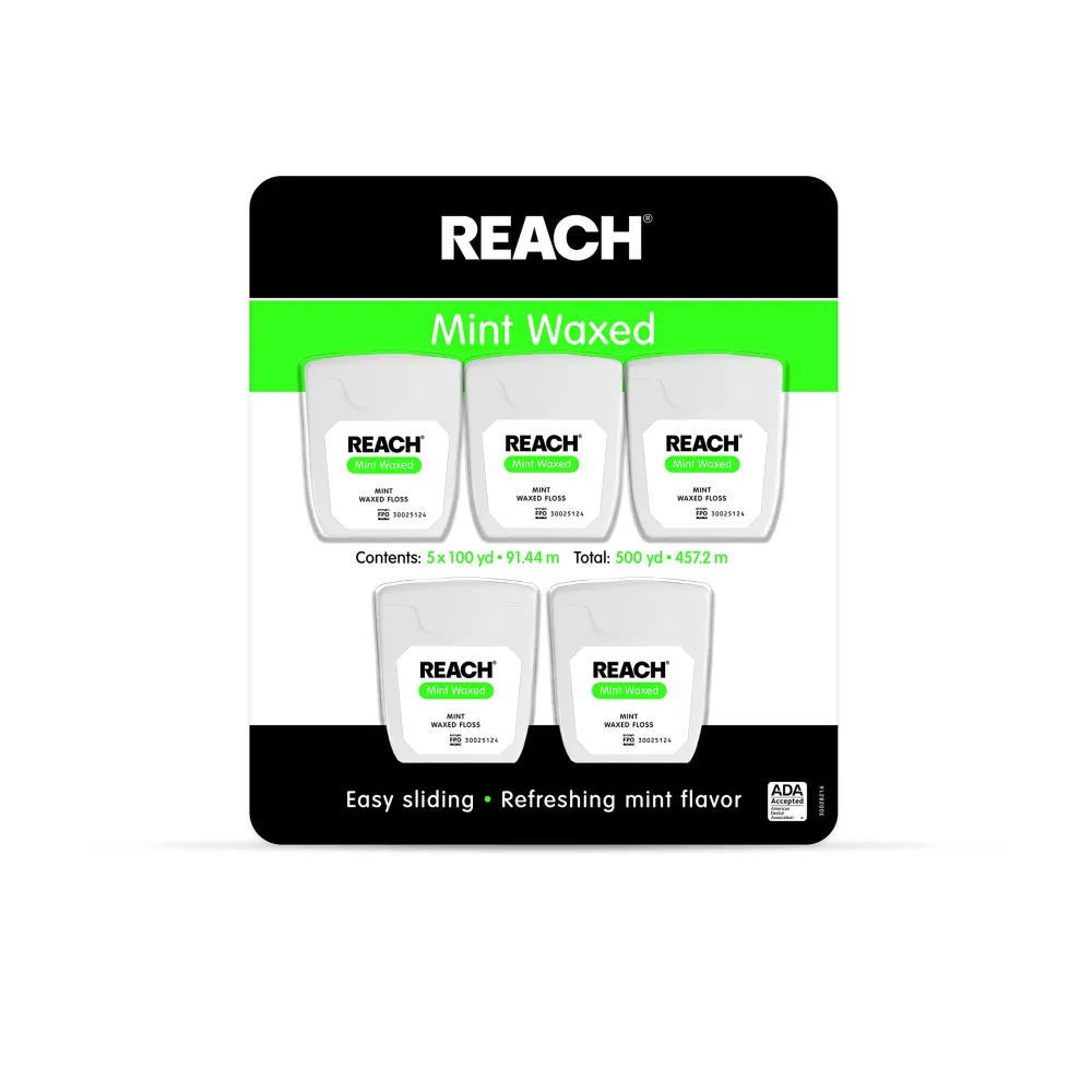 Johnson & Johnson Reach Mint Waxed Dental Floss, 5 Count Johnson & Johnson Reach Mint Waxed Dental Floss, 5 Count