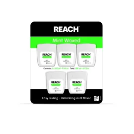 Johnson & Johnson Reach Mint Waxed Dental Floss, 5 Count