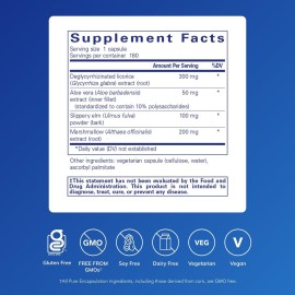Pure Encapsulations DGL Plus - Gut Health Supplements for Men & Women - with Marshmallow Root, Aloe Vera Extract & Slippery Elm Bark - Non-GMO & Vegan - 180 Capsules Pure Encapsulations DGL Plus - Gut Health Supplements for Men & Women - with Marshmallow Root, Aloe Vera Extract & Slippery Elm Bark - Non-GMO & Vegan - 180 Capsules