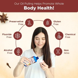 Oil Pulling for Teeth and Gums | Made in USA Cinnamon Flavored Organic Sesame | Ayurvedic Oil Pulling Rinse to Whiten Your Teeth & Freshen Your Breath | Alcohol Free Fresh Breath Mouthwash-8 FL Oz