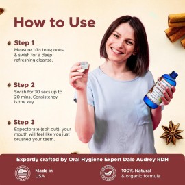 Oil Pulling for Teeth and Gums | Made in USA Cinnamon Flavored Organic Sesame | Ayurvedic Oil Pulling Rinse to Whiten Your Teeth & Freshen Your Breath | Alcohol Free Fresh Breath Mouthwash-8 FL Oz