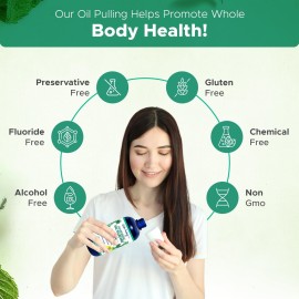 Ayurvedic Oil Pulling Rinse for Teeth and Gums | Made in USA Alcohol Free Mouthwash for Fresh Breath | Pulling Oil with Oils Extract for Teeth Whitening & Healthy Gums | Mint Oral Rinse - 8 Fl Oz Ayurvedic Oil Pulling Rinse for Teeth and Gums | Made in USA Alcohol Free Mouthwash for Fresh Breath | Pulling Oil with Oils Extract for Teeth Whitening & Healthy Gums | Mint Oral Rinse - 8 Fl Oz