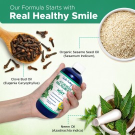 Ayurvedic Oil Pulling Rinse for Teeth and Gums | Made in USA Alcohol Free Mouthwash for Fresh Breath | Pulling Oil with Oils Extract for Teeth Whitening & Healthy Gums | Mint Oral Rinse - 8 Fl Oz Ayurvedic Oil Pulling Rinse for Teeth and Gums | Made in USA Alcohol Free Mouthwash for Fresh Breath | Pulling Oil with Oils Extract for Teeth Whitening & Healthy Gums | Mint Oral Rinse - 8 Fl Oz