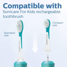 Philips Sonicare for Kids 7+ Genuine Replacement Toothbrush Heads, 2 Brush Heads, Turquoise and White, Standard, HX6042/94 Philips Sonicare for Kids 7+ Genuine Replacement Toothbrush Heads, 2 Brush Heads, Turquoise and White, Standard, HX6042/94