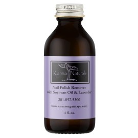Karma Organic Nail Polish Remover with Soybean Oil and Lavender Oil- Non Toxic, Vegan, Cruelty Free, Acetone Free - Nails Strengthener for Fingernails - 4 fl. Oz