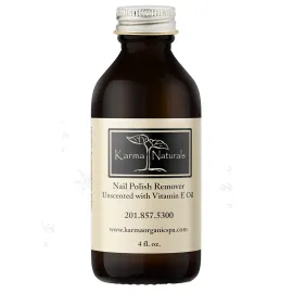 Karma Organic Nail Polish Remover Unscented- Non Toxic, Vegan, Cruelty Free, Acetone Free - Nails Strengthener for Fingernails - 4 fl. Oz