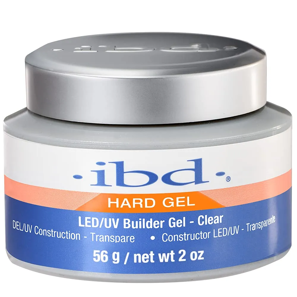 ibd Hard Gel, LED/UV Builder Gel - Clear, Strong Acrylic Finish, Perfect for Nail Extensions, Sculpting & Overlays, Professional Quality, 2 oz, 1-pack