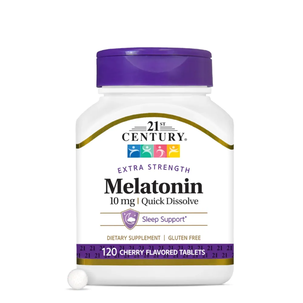 21st Century, Melatonin Quick Dissolve Tablets 10 mg, White, Cherry, 120 Count 21st Century, Melatonin Quick Dissolve Tablets 10 mg, White, Cherry, 120 Count