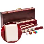 Yellow Mountain Imports American Mahjong Set - Classic Royale II with Redwood Veneer Case, Wooden Pusher Racks, Wind Indicator, Dice & Wright Patterson Scoring Coins