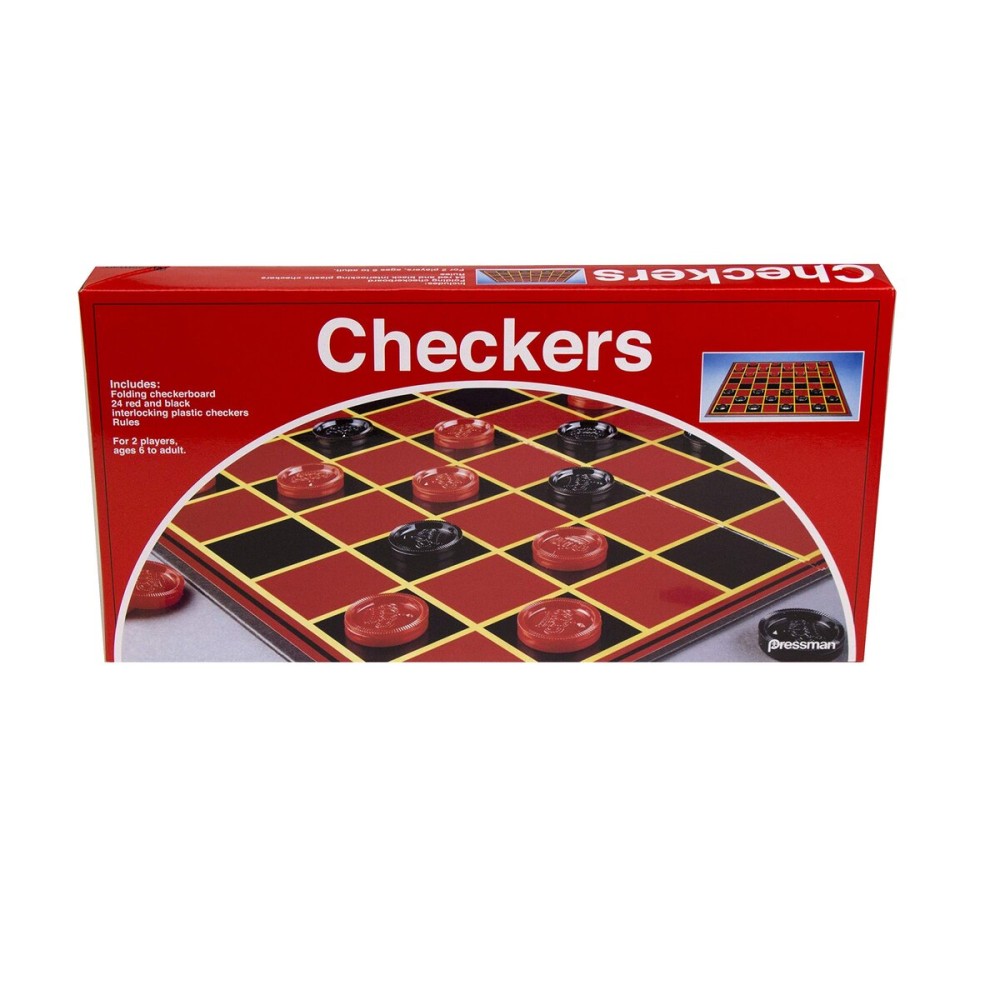 Pressman Checkers -- Classic Game With Folding Board and Interlocking Checkers, 2 Players Pressman Checkers -- Classic Game With Folding Board and Interlocking Checkers, 2 Players