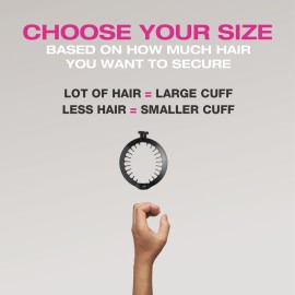 PuffCuff Junior 3 Hair Clamp, For All Natural Curly, Thick, Kinky, Textured, Locs, or Braided Hair, Painless, Damage-Free Styling Tool Made Specifically for Big Hair, Black, 2 Pieces