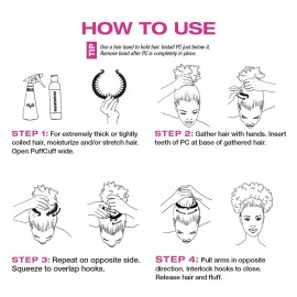 PuffCuff Junior 3 Hair Clamp, For All Natural Curly, Thick, Kinky, Textured, Locs, or Braided Hair, Painless, Damage-Free Styling Tool Made Specifically for Big Hair, Black, 2 Pieces