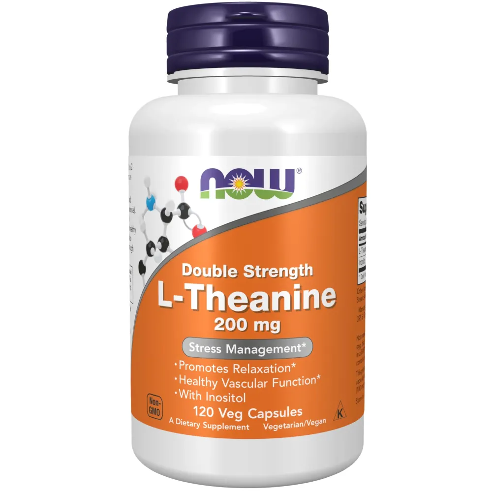 NOW Foods Supplements, L-Theanine 200 mg with Inositol, Stress Management*, 120 Veg Capsules NOW Foods Supplements, L-Theanine 200 mg with Inositol, Stress Management*, 120 Veg Capsules