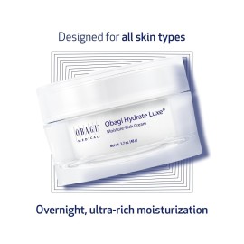 Obagi Hydrate Luxe Ultra-Rich Facial Moisturizer - Non-Comedogenic with Tara Seed Extract and Biomimetic Peptides - Intensive Night Face Cream for Dry, Sensitive or Aging Skin - 1.7 oz
