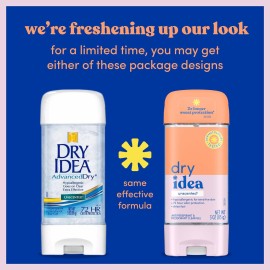 Dry Idea Gel Deodorant & Antiperspirant | 2X Longer Sweat Protection | 72-Hour Odor Protection | Unscented & Hypoallergenic for Sensitive Skin, 3 oz. (6 count) Dry Idea Gel Deodorant & Antiperspirant | 2X Longer Sweat Protection | 72-Hour Odor Protection | Unscented & Hypoallergenic for Sensitive Skin, 3 oz. (6 count)