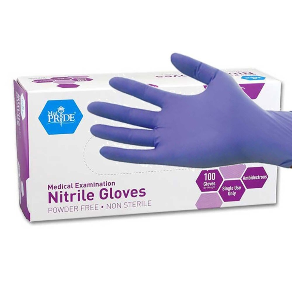 MedPride Powder-Free Nitrile Exam Gloves, Iris Blue, Medium, Box/100 MedPride Powder-Free Nitrile Exam Gloves, Iris Blue, Medium, Box/100