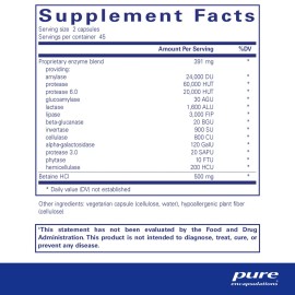 Pure Encapsulations Digestive Enzymes Ultra with Betaine HCl - Vegetarian Digestive Enzyme Supplement to Support Protein, Carb, Fiber, and Dairy Digestion* - 90 Capsules Pure Encapsulations Digestive Enzymes Ultra with Betaine HCl - Vegetarian Digestive Enzyme Supplement to Support Protein, Carb, Fiber, and Dairy Digestion* - 90 Capsules