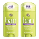 Ban Deodorant 2.6 Ounce Invisible Solid Shower Fresh (76ml) (2 Pack)