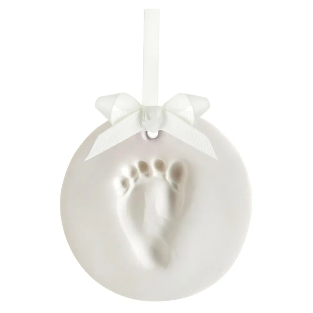 Tiny Ideas DIY No Mess Hanging Christmas Ornament Keepsake Kit, Baby Hand and Footprint Keepsake, Classic Nursery Decor, Ideal Gender Neutral Gift, Baby\'s First Christmas, White