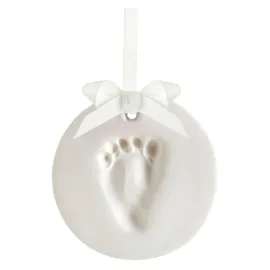Tiny Ideas DIY No Mess Hanging Christmas Ornament Keepsake Kit, Baby Hand and Footprint Keepsake, Classic Nursery Decor, Ideal Gender Neutral Gift, Baby\'s First Christmas, White