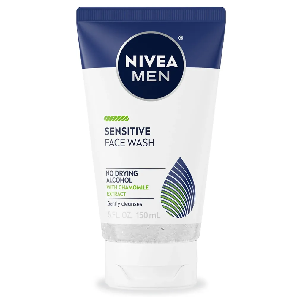 NIVEA MEN Sensitive Face Wash with Vitamin E and Chamomile Extract, No Drying Alcohol, Gentle Face Wash for Men with Sensitive Skin, 5 Fl Oz Tube NIVEA MEN Sensitive Face Wash with Vitamin E and Chamomile Extract, No Drying Alcohol, Gentle Face Wash for Men with Sensitive Skin, 5 Fl Oz Tube