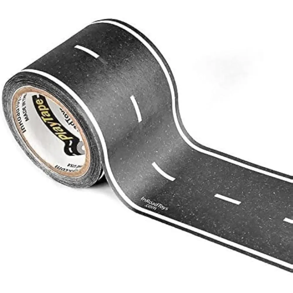 PlayTape Road Tape for Toy Cars - Sticks to Flat Surfaces, No Residue; 2 inch Wide x 30 ft Asphalt Road PlayTape Road Tape for Toy Cars - Sticks to Flat Surfaces, No Residue; 2 inch Wide x 30 ft Asphalt Road