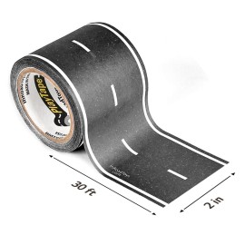 PlayTape Road Tape for Toy Cars - Sticks to Flat Surfaces, No Residue; 2 inch Wide x 30 ft Asphalt Road PlayTape Road Tape for Toy Cars - Sticks to Flat Surfaces, No Residue; 2 inch Wide x 30 ft Asphalt Road
