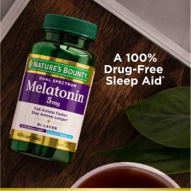 Nature\'s Bounty Melatonin 5mg Dual Spectrum, 100% Drug Free Sleep Supplement, Quick Release and Extended Release, Promotes Relaxation and Sleep Health, 60 Bi-Layer Tablets Nature\'s Bounty Melatonin 5mg Dual Spectrum, 100% Drug Free Sleep Supplement, Quick Release and Extended Release, Promotes Relaxation and Sleep Health, 60 Bi-Layer Tablets