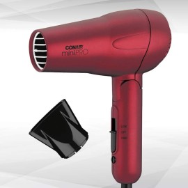 Conair miniPRO Tourmaline Ceramic Travel Hair Dryer with Folding Handle, Red Conair miniPRO Tourmaline Ceramic Travel Hair Dryer with Folding Handle, Red