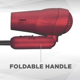 Conair miniPRO Tourmaline Ceramic Travel Hair Dryer with Folding Handle, Red Conair miniPRO Tourmaline Ceramic Travel Hair Dryer with Folding Handle, Red