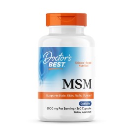 Doctors BEST MSM, Supports Hair, Skin, Nails, & Joints, Non-GMO, Gluten Free, 3000 mg Per Serving, 360 Capsules