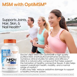 Doctors BEST MSM, Supports Hair, Skin, Nails, & Joints, Non-GMO, Gluten Free, 3000 mg Per Serving, 360 Capsules Doctors BEST MSM, Supports Hair, Skin, Nails, & Joints, Non-GMO, Gluten Free, 3000 mg Per Serving, 360 Capsules