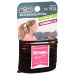 Scunci Black Gel Elastics, No Slip Grip, Strong Hold-Ponytailers, 14 Count (Pack of 1)