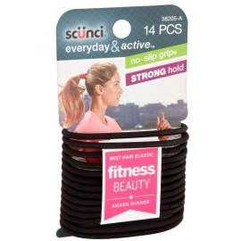 Scunci Black Gel Elastics, No Slip Grip, Strong Hold-Ponytailers, 14 Count (Pack of 1)