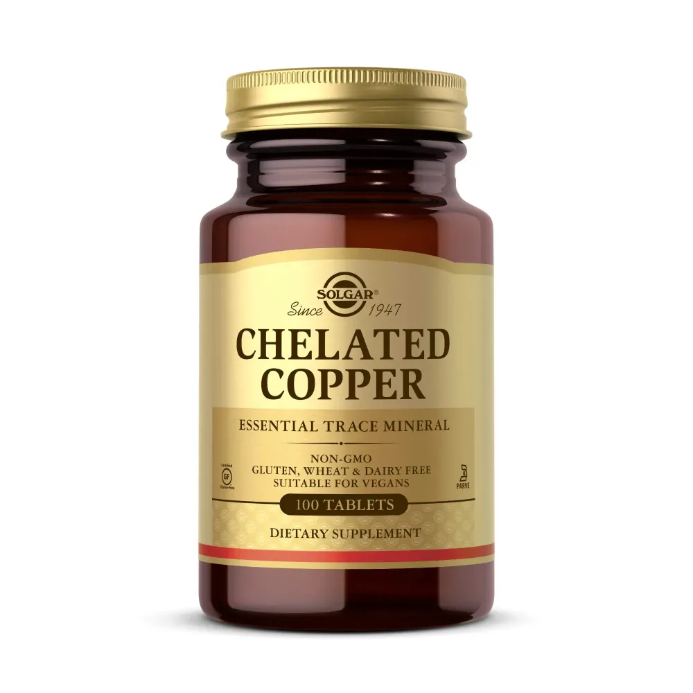 Solgar Chelated Copper, 100 Tablets - Essential for Collagen Formation - Highly Bioavailable Form - Supports Connective Tissue - Non-GMO, Vegan, Gluten Free, Dairy Free, Kosher - 100 Servings Solgar Chelated Copper, 100 Tablets - Essential for Collagen Formation - Highly Bioavailable Form - Supports Connective Tissue - Non-GMO, Vegan, Gluten Free, Dairy Free, Kosher - 100 Servings