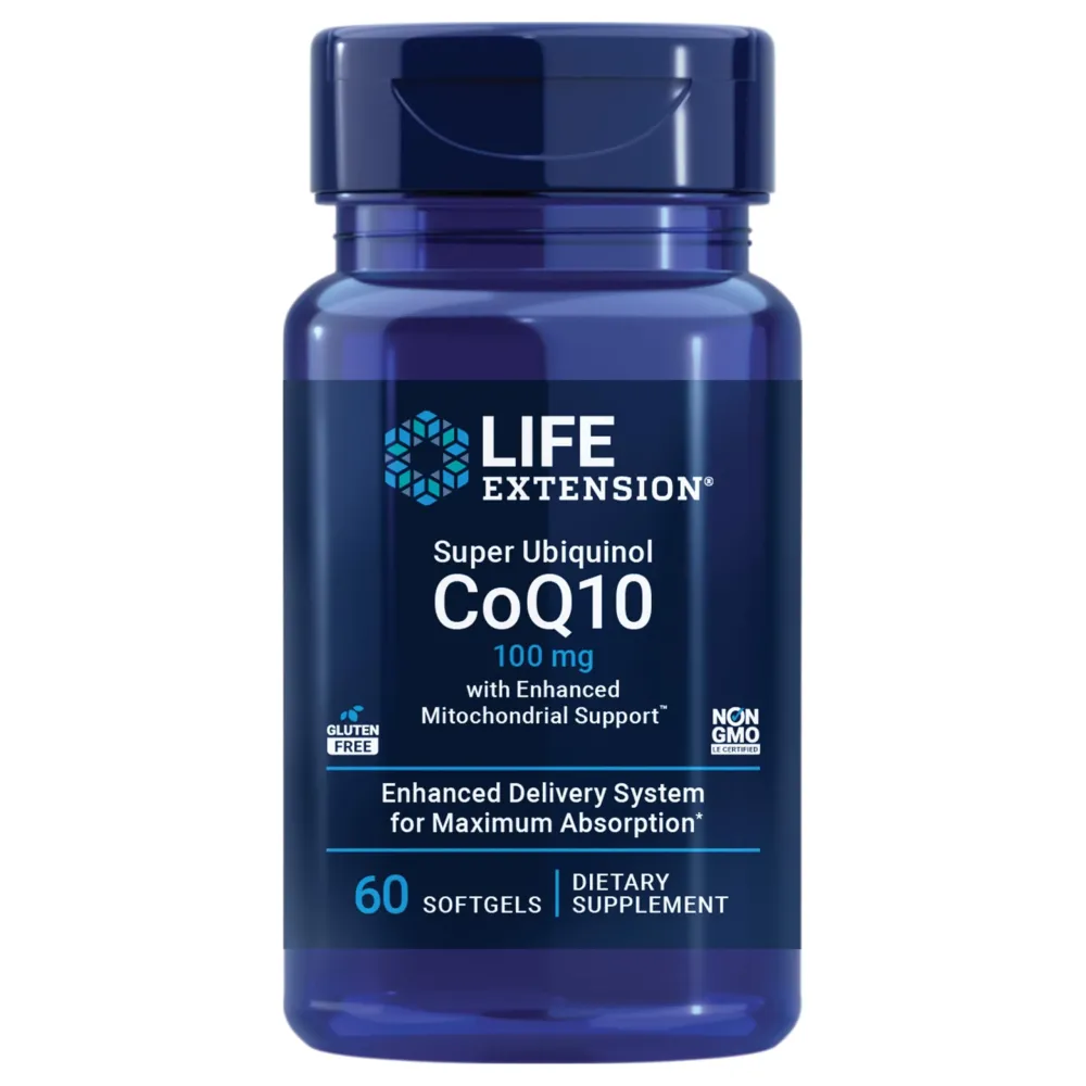 Life Extension Super Ubiquinol CoQ10 with Enhanced Mitochondrial Support, ubiquinol CoQ10, shilajit, potent heart health & cellular energy production support, ultra-absorbable, gluten-free, 60 softgel Life Extension Super Ubiquinol CoQ10 with Enhanced Mitochondrial Support, ubiquinol CoQ10, shilajit, potent heart health & cellular energy production support, ultra-absorbable, gluten-free, 60 softgel