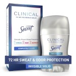 Secret Clinical Strength Antiperspirant Deodorant for Women, 3X Stress Protection, 72hr Sweat & Odor Protection, PH Balancing Minerals, Invisible Solid, Completely Clean Scent, 1.6 oz