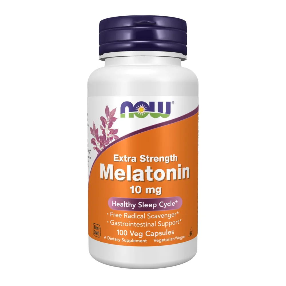 NOW Foods Supplements, Melatonin, Extra Strength 10 mg, Free Radical Scavenger*, Healthy Sleep Cycle*, 100 Veg Capsules NOW Foods Supplements, Melatonin, Extra Strength 10 mg, Free Radical Scavenger*, Healthy Sleep Cycle*, 100 Veg Capsules