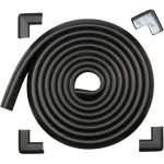Roving Cove HeftyFit Edge Corner Protector Baby Proofing (Large 15ft Edge 4 Corners), Heavy-Duty, Soft NBR Rubber Foam, Furniture Fireplace Safety Bumper Guard, 3M Adhesive, Onyx Black