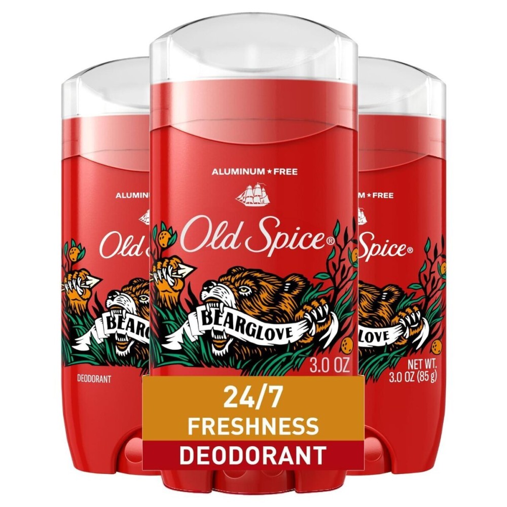 Old Spice Aluminum Free Deodorant for Men, 24/7 Odor Protection, 24/7 Freshness & Lasting Scent, Goes on Clear, Bearglove with Crisp Orchard Scent, 3.0 oz (Pack of 3) Old Spice Aluminum Free Deodorant for Men, 24/7 Odor Protection, 24/7 Freshness & Lasting Scent, Goes on Clear, Bearglove with Crisp Orchard Scent, 3.0 oz (Pack of 3)